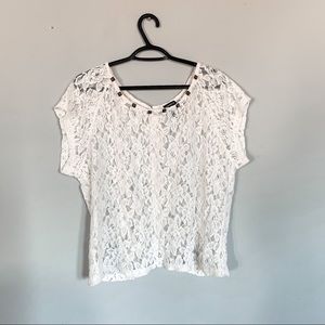 Torrid • Lace Short Sleeved Button Back Top